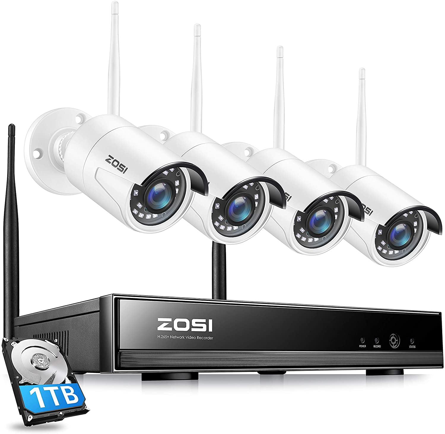 ZOSI 1080P 8CH Security Cameras System with 1TB Hard Drive Video Recorder DVR with 5 Security Cameras for Outdoor Indoor H.265 