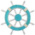 thumbnail image 1 of Wooden Ship Wheel - (Tiffany Blue) - Yellow Rope Motif - (24 Inches), 1 of 1