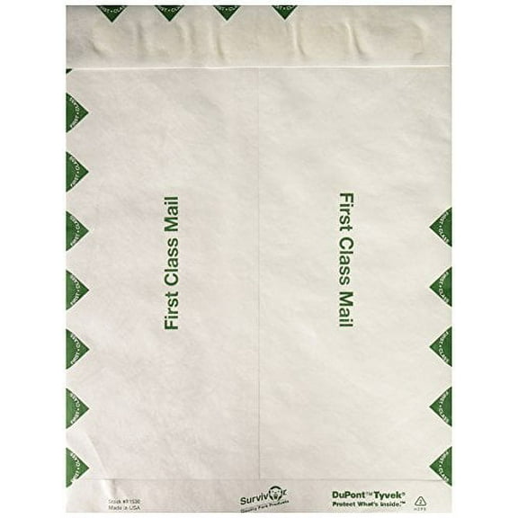 Tyvek Usps First Class Mailer, Side Seam, 9 1/2 X 12 1/2, White, 100/box