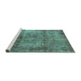 thumbnail image 2 of Ahgly Company Machine Washable Indoor Square Abstract Turquoise Blue Modern Area Rugs, 7' Square, 2 of 4