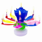 PMU Birthdays Lotus Flower Musical Birthday Candle Spinning Birthday Cake Decoration Multi-Color pkg/1