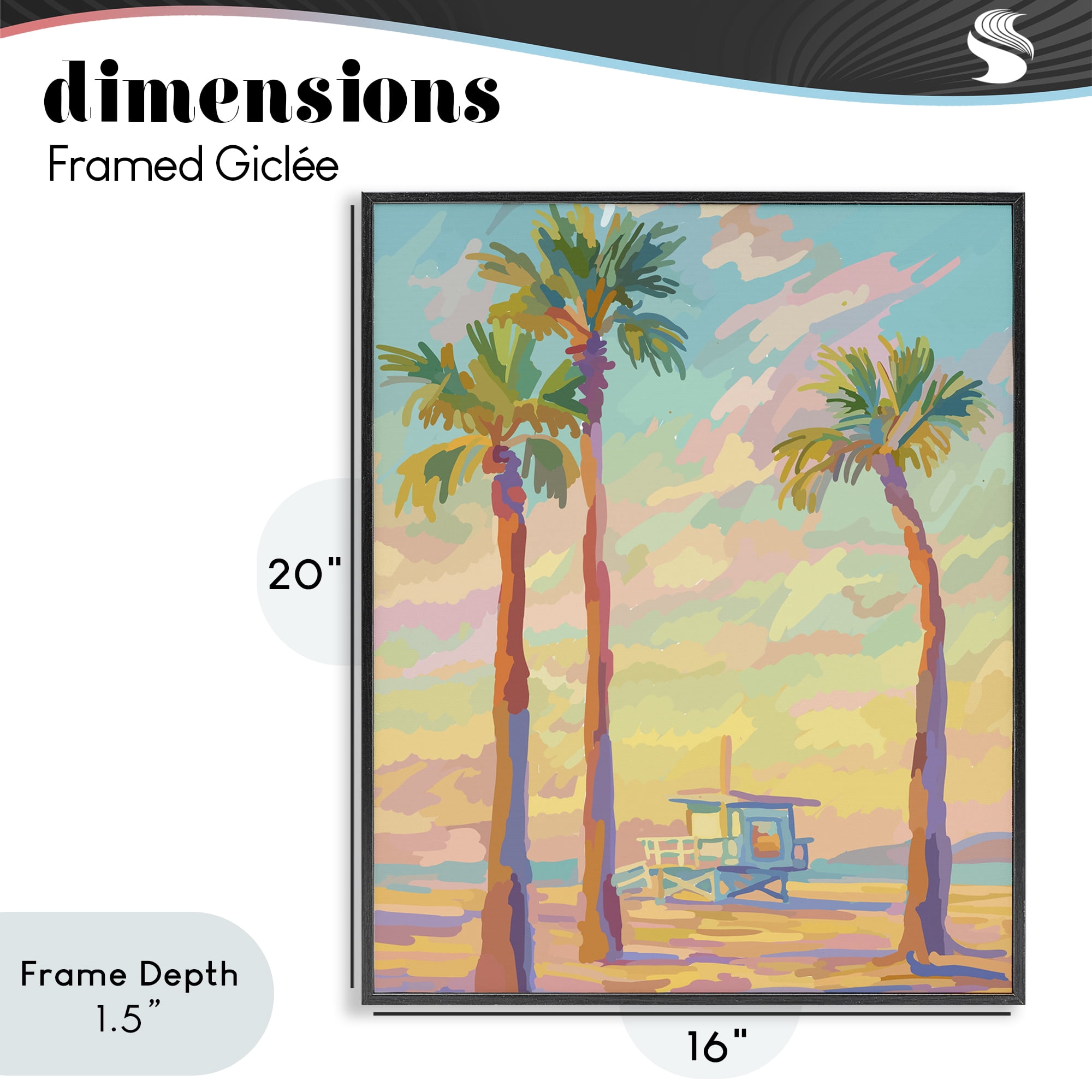 Stupell Industries Beachside Palms Abstraction Black Framed Giclee Art, design by Amelia Noyes