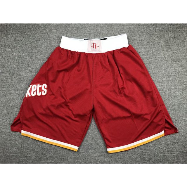 Rockets Retro Full Embroidered Zipper Pocket Shorts Basketball Embroidered Shorts Shorts Copy Player Name Jersey