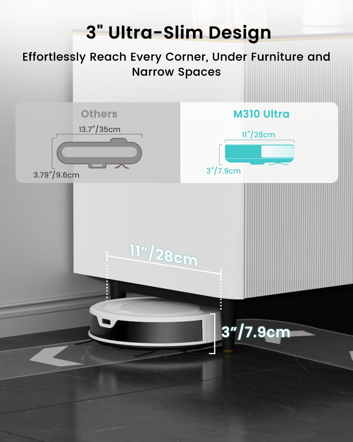 Lefant M310 Ultra Robot Vacuum and Mop Combo, Ultra-thin Robot Vacuum Cleaner with 6000Pa Suction, Ideal for Pet hair