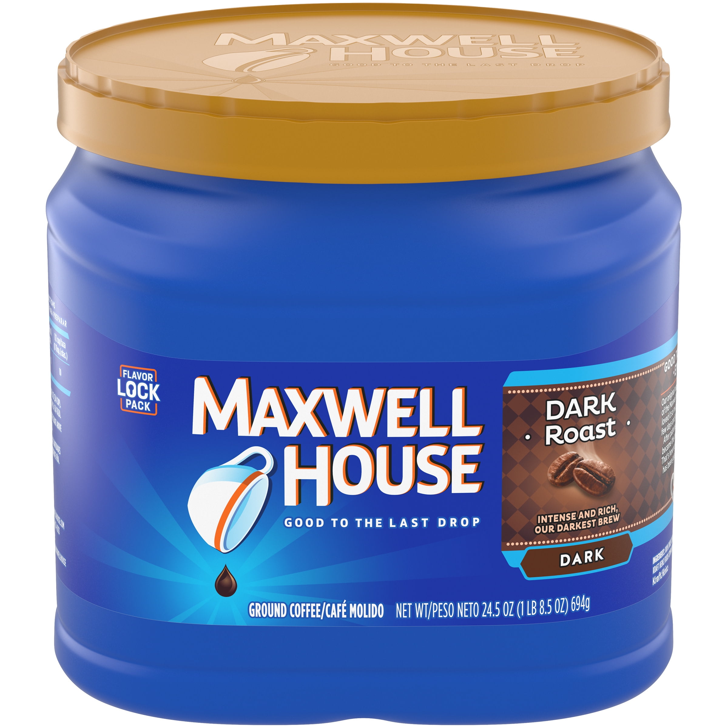 Maxwell House Dark Roast Dark Ground Coffee, 24.5 oz Canister - Walmart