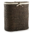 thumbnail image 4 of Casafield Oval Laundry Hamper with Lids and Removable Liner Bags - Espresso Dark Brown, Woven Water Hyacinth 2-Section Laundry Basket for Clothes, 4 of 7