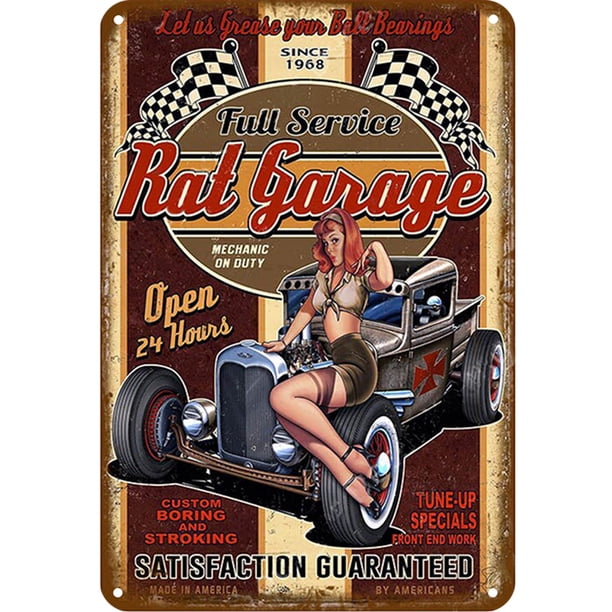 Placa Metal Vintage para Reparación Automóviles Pintura Hierro Rectangular Arte La Pared 20x30cm