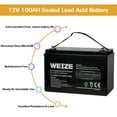 thumbnail image 7 of Weize 12V 100AH Sealed Lead Acid SLA AGM Deep Cycle Battery Maintenance Free Rechargeable for Dual Purpose, 7 of 7