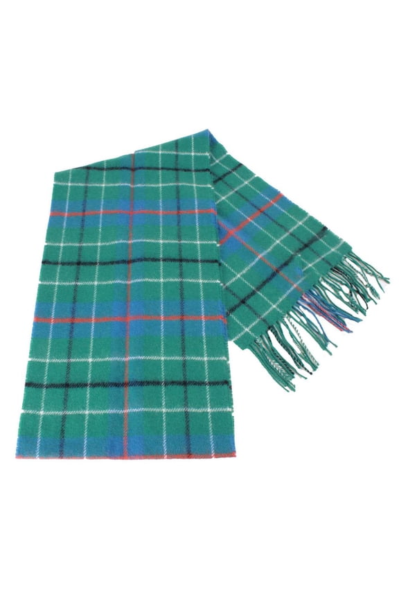 Bowhill Duncan Ancient Lambswool Tartan Scarf - Green/Blue