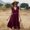Claret, variant on Summer Dresses for Women Maxi Dress V-Neck Fashion Solid Color Hollow Stitching Dress