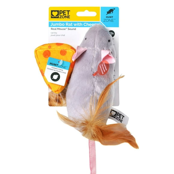 Pet Zone Jumbo Mouse & Cheese Mouse Sound Cat Toy for Cats and Kittens