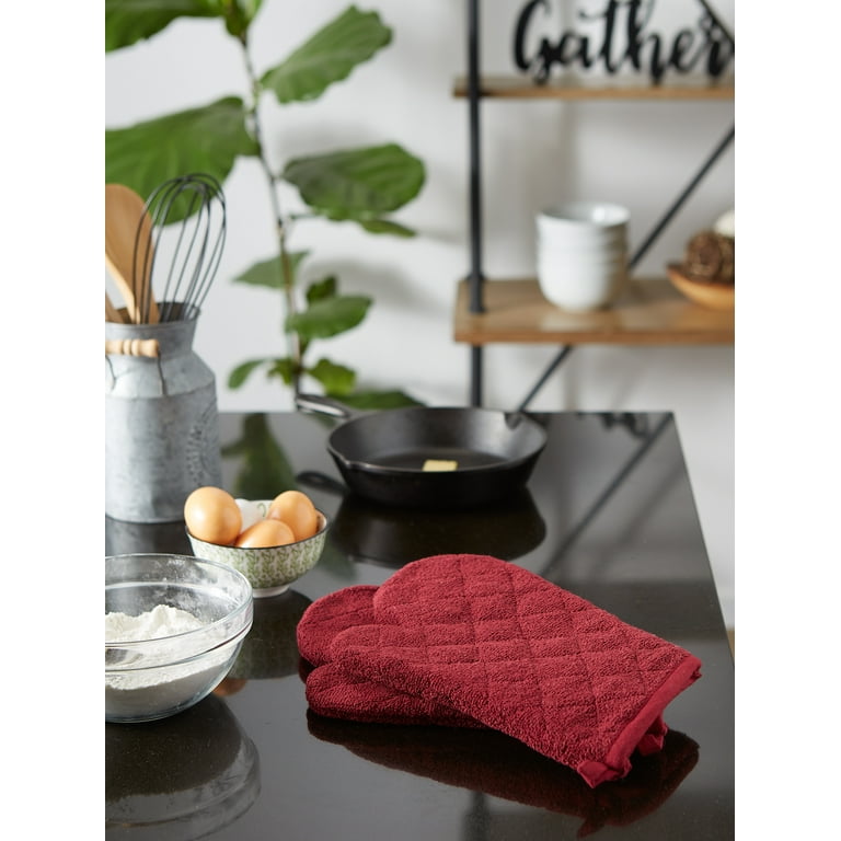 ARCLIBER Oven Mitts 1 Pair of Quilted Terry Cloth  