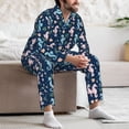 thumbnail image 7 of Fotbe Seahorses And Plants Pattern Long Sleeve Pajama Set for Men,Sleepwear Set,2-piece Loungewear Set,Soft PJs Comfy Nightwear with Pockets-X-Large, 7 of 7