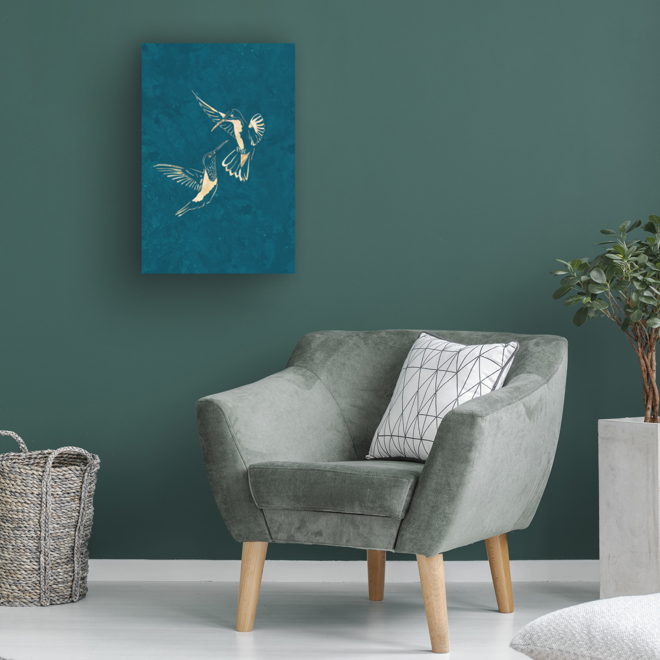 Trademark Fine Art Sarah Manovski Gold Hummingbird Line art Silhouettes 3 Canvas Wall Art