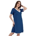 thumbnail image 2 of Inkmeso Solid Nightgown Dress For Women Nightwear Lace short sleeve Loungewear Tunic, 2 of 7