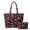 Black Christmas Print, variant on Red Christmas Lights Padded Shoulder Tote Bag Set for Women, with Matching Small Cosmetic Pouch, Zipper Closure Large Capacity Handbag for Holiday Shopping & Daily Use