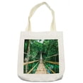 thumbnail image 1 of Tropical Tote Bag, Bamboo Pedestrian Suspension Bridge over River in Tropical Forest Philippines, Cloth Linen Reusable Bag for Shopping Books Beach and More, 16.5" X 14", Cream, by Ambesonne, 1 of 2