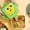 Green, variant on QuanTara Chick Lunch Box, Microwave Safe Plastic Bento Box with Dipping Sauce Container & Utensils, 9.06x7.48x3.54in, Beige