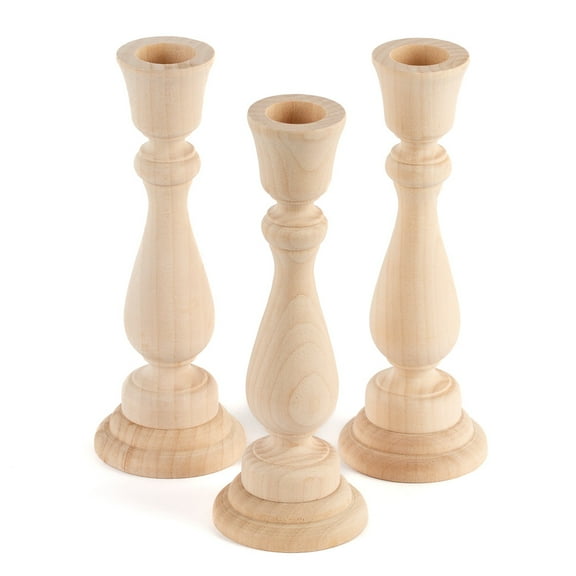 Set of 3 Blank Wooden Candle Sticks - For DIY Everyday Decor