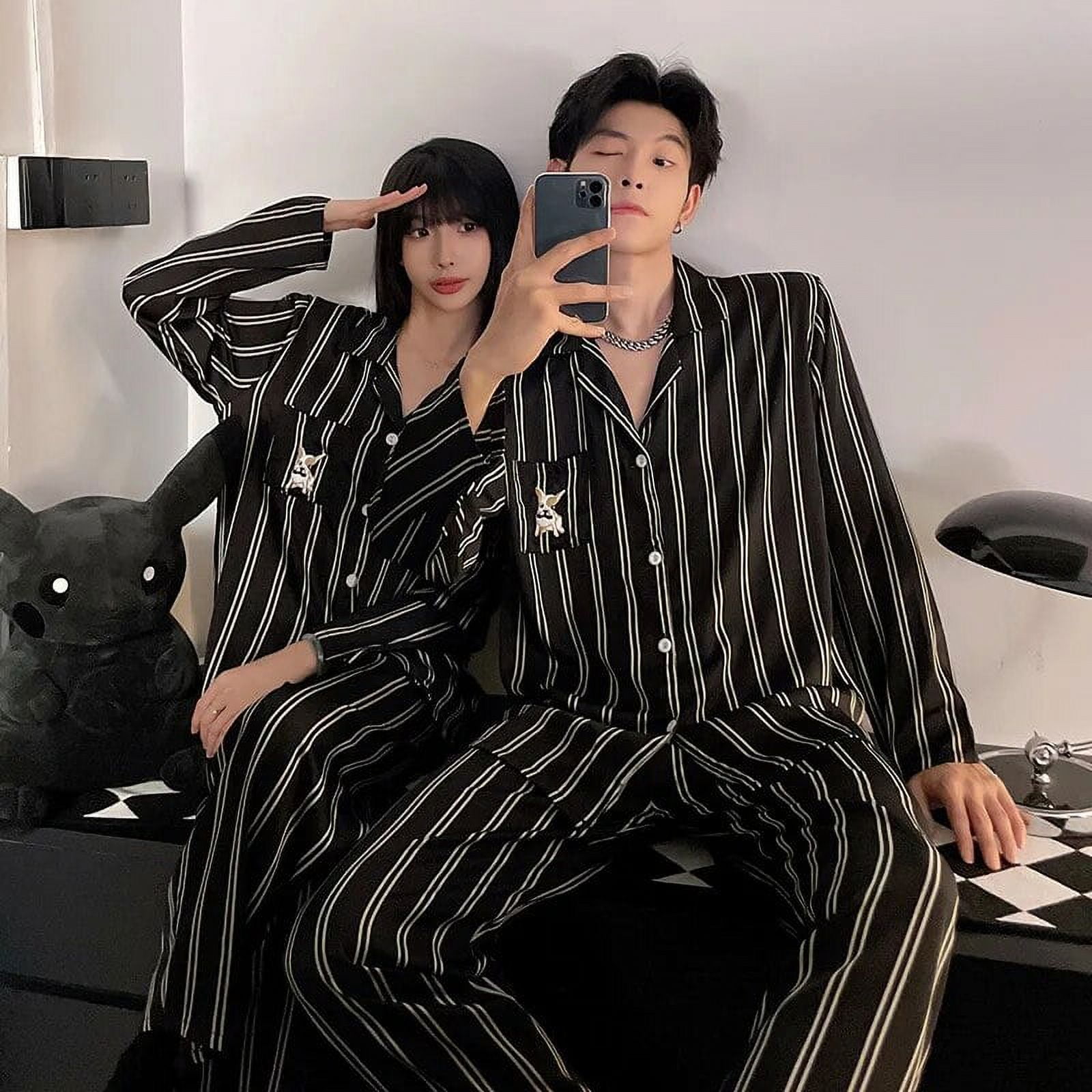 Sanrio Kuromi New Men Pajamas Autumn Cartoon Anime Matching Hello Kitty Pyjamas for Couples Long sleeved Warm Home Wear Suits Walmart