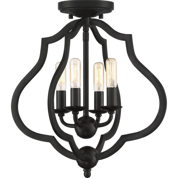 Quoizel O'Keefe 4-Light 15" Quatrefoil Ceiling Light in Matte Black