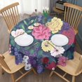 thumbnail image 3 of Pioneer Flower Floral Print Pattern Round Tablecloth 60"x60",Wrinkle Wipeable Table Cloth for Kitchen Dining Room Picnic Patio Party, 3 of 6