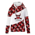 thumbnail image 2 of Seyurigaoka Women Juniors Elk Sweatshirt, Plaid Snowflake Long Sleeve Hooded Collar Tops, 2 of 3