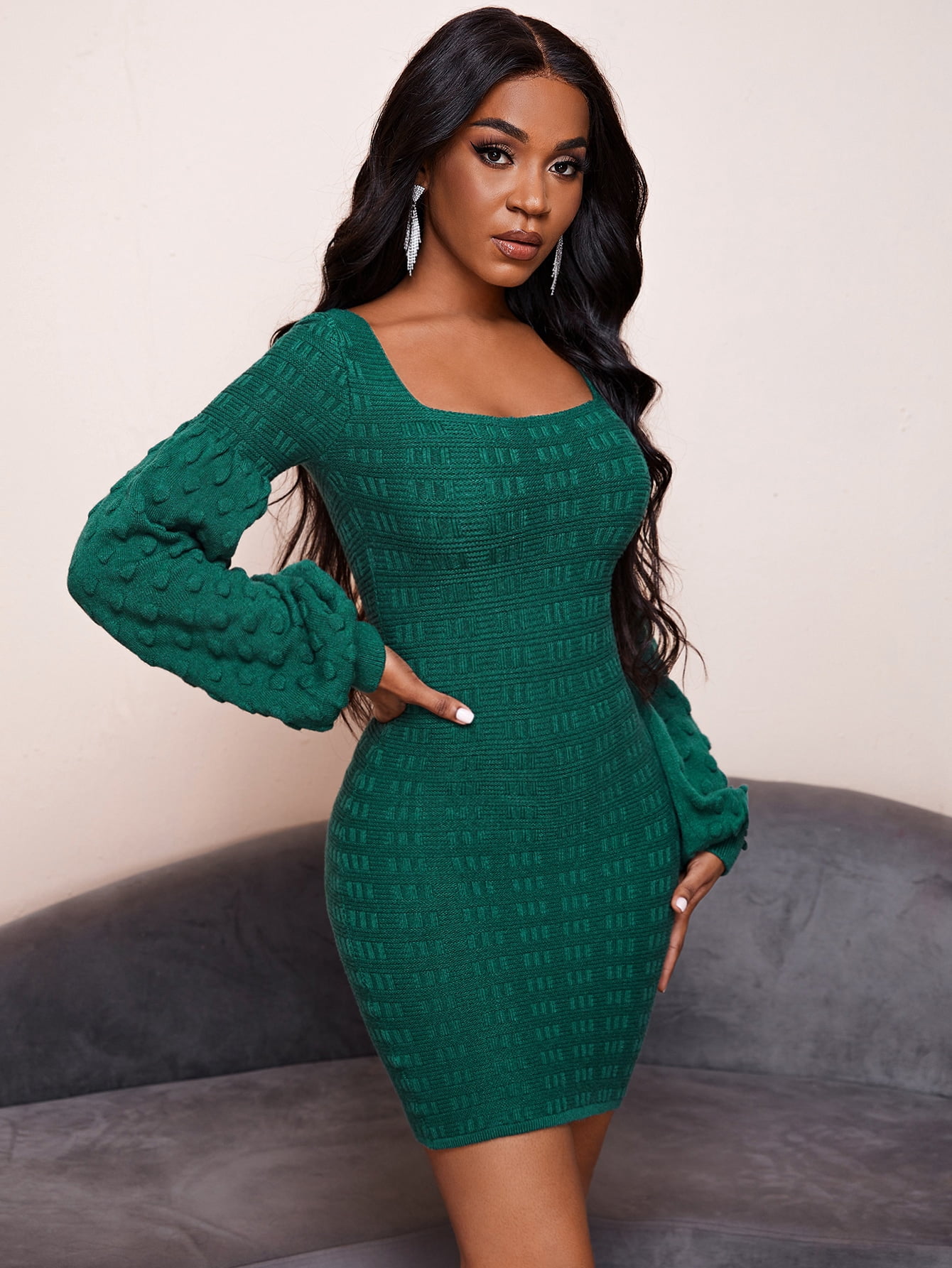 Lantern Sleeve Sweater Dress - Walmart 
