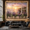 thumbnail image 6 of Lighthouse above Sunset Waters with Lavender Window Box, Tranquil Coastal for Ocean Lovers, Nature Inspired Decor, Housewarming Gift, Tapestry Wall Hanging for Bedroom and Den, 6 of 7