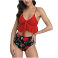 thumbnail image 1 of Womens Two Piece Swimsuits Smocked Ruffled High Waisted Bikini Set Bathing Suit Floral Print, 1 of 6