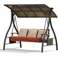 thumbnail image 4 of Domi Outdoor Living Patio Porch Swing 3 Person Adjustable Canopy w/Solar LED Light,Sunbrella Cushion, 4 of 7