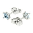 thumbnail image 2 of 14K Solid Gold Push Back Stud Earrings for Women | 0.5 cttw Princess Cut Simulated Blue Diamond | White Gold, 2 of 5