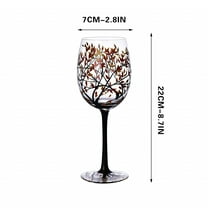 Hand-Painted Tree Design Wine Glass 17oz, Seasonal Artwork Glassware for Holiday Gifts & Decor