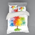 thumbnail image 1 of Rainbow Duvet Cover Set, Multicolored Abstract Tree Seasons of the Year Inspirations Blooming Nature Imagery, Bedding Set with Shams and Fitted Sheet, 3 Sizes, by Ambesonne, 1 of 3