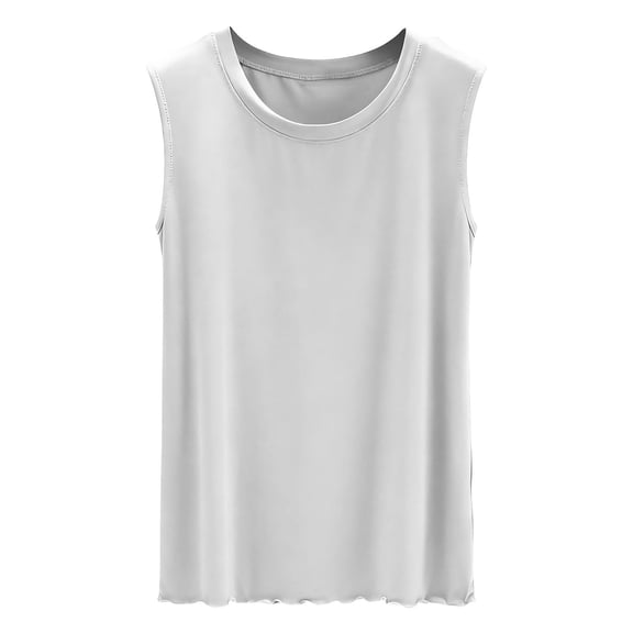 Enridrech Women Tank Tops Plain Loungewear Sleeveless Top for Women Summer Breathable Comfort Crew Neck Shirts