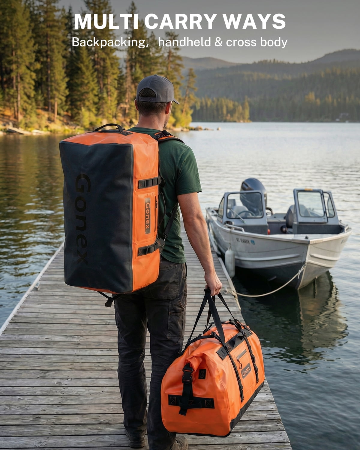 Gonex 90L Waterproof Dry Duffel Bag, 3-in-1 Convertible Large Backpack - Heavy Duty Travel Gear Hauler with Reinforced Thickened Bottom for Kayaking Paddleboarding Boating Rafting Fishing