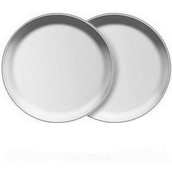 Stainless Steel Plates Set of 2, 8-inch Metal Dinner Plates for Kids Toddlers, Great for Self-feeding/Picnic/Outdoor Camping, Healthy & Non-toxic, Shatterproof & Dishwasher Safe