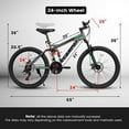 thumbnail image 3 of 24 Inch Mountain Bike for Teenagers, High Carbon Steel Frame, Dual Full Suspension Mountain Bike, Mountain Tire, 21 Speed Mens Womens Outdoor Cycling, Birthday Gifts, 3 of 9