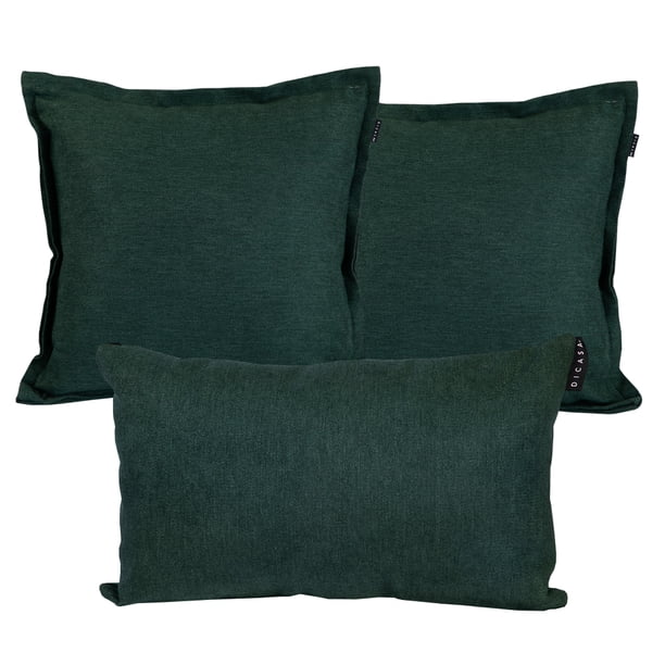 Set de 3 Cojines Decorativos (2 Cuadrados + 1 Rectangular) Impe Verde