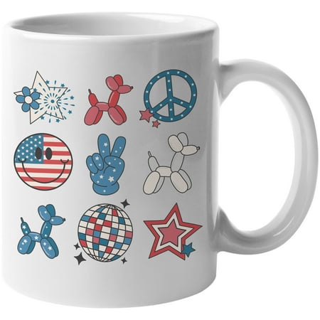 

Retro American 4th of July Art Merch Gift White 11oz Ceramic Mug