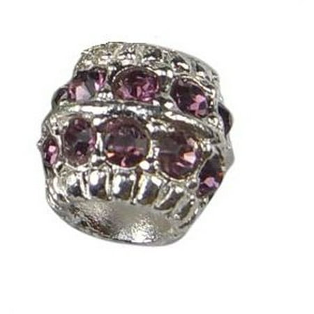 - Purple Rhinestone Crystal Barrel Shape Charm Bead.