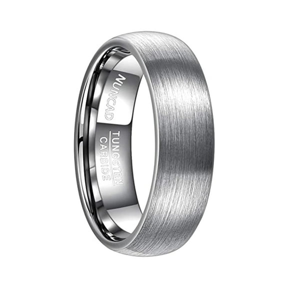NUNCAD 7mm Tungsten Rings Domed/Doule Beveled Edges Wedding Band Brushed Finish for Men Women Comfort Fit Size 6-14