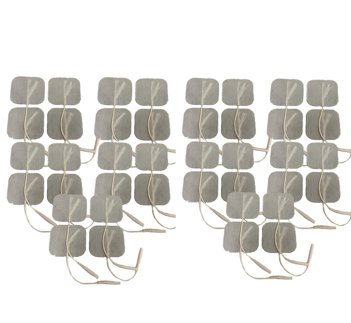 40 TENS Unit Electrode Pads 2 x 2  Replacement TENS EMS  Massage 2 Inch Square White Cloth with Premium Adhesive Gel