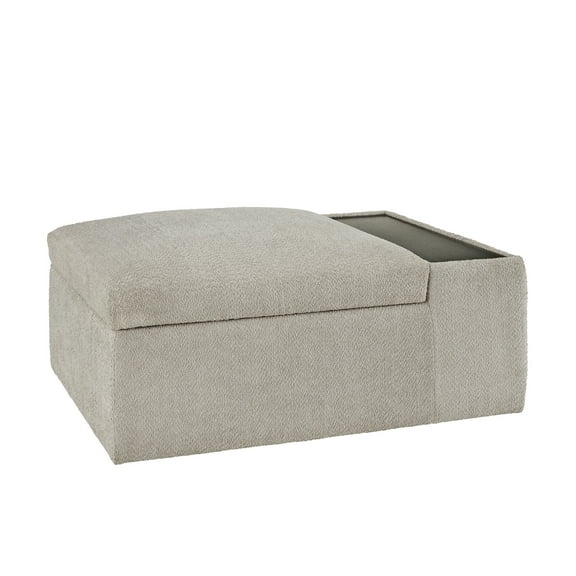 Weston Home Laguna Boucle Fabric Ottoman with Table and Casters, Gray