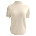 thumbnail image 4 of XIAONU Blouse For Womens High-Neck Ribbed Shirt Solid Color Basic Simple Short-Sleeve Knitted Pullover T-Shirt, 4 of 6