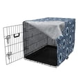 thumbnail image 3 of Blue and White Dog Crate Cover, Circles with Floral Elements and Dots Abstract Eye Retro, Easy to Use Pet Kennel Cover for Medium Large Dogs, 35" x 23" x 27", Slate Blue Black White, by Ambesonne, 3 of 6