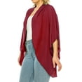 thumbnail image 2 of Women's Plus Size Solid Casual Cardigan Loose Fit Draped Ruffles Kimono Sleeve, 2 of 6