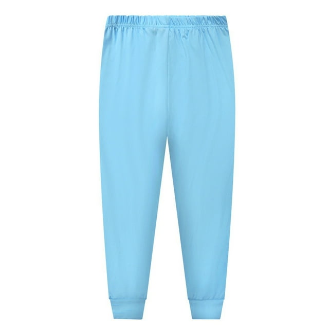 110 à 170 Pyjamas à Pantalon Long pour Garçons et Filles 1 à 14 Ans Pyjamas de Couleur Unie Bleu Pâle