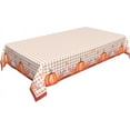 thumbnail image 2 of 60x120 Inch Rectangle Tablecloth - Oblong Orange and White Plaid Pumpkin Fall Table Cloth Checkered Polyester Waterproof Table Cover for Halloween Holiday Party Picnic Décor, 2 of 4
