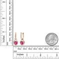 thumbnail image 3 of Gem Stone King 18K Rose Gold Plated Silver Pink Created Sapphire and White Created Sapphire Dangle Earrings for Women (2.10 Cttw, Gemstone September Birthstone, Heart Shape 6MM), 3 of 5